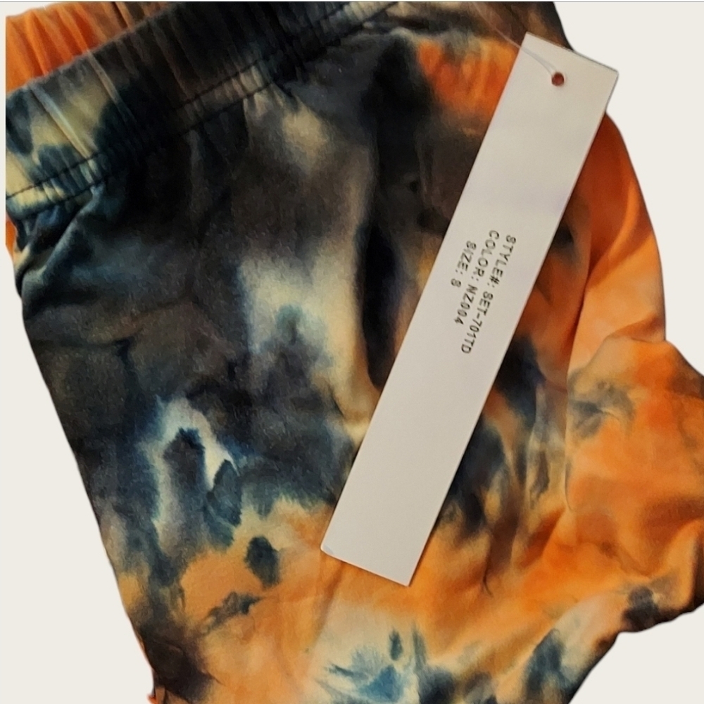 NWT Orange, Navy, & White BUTTERY SOFT Tie Dye Lounge Sleep Set - Picture 3 of 5